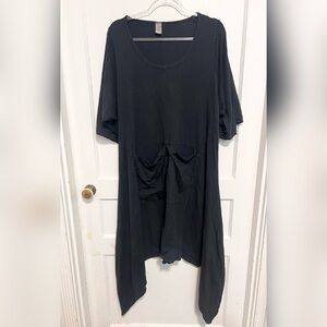 Blue Fish Lagenlook Oversized Black Tunic Dress w/ Pocket RARE Size 1 $348